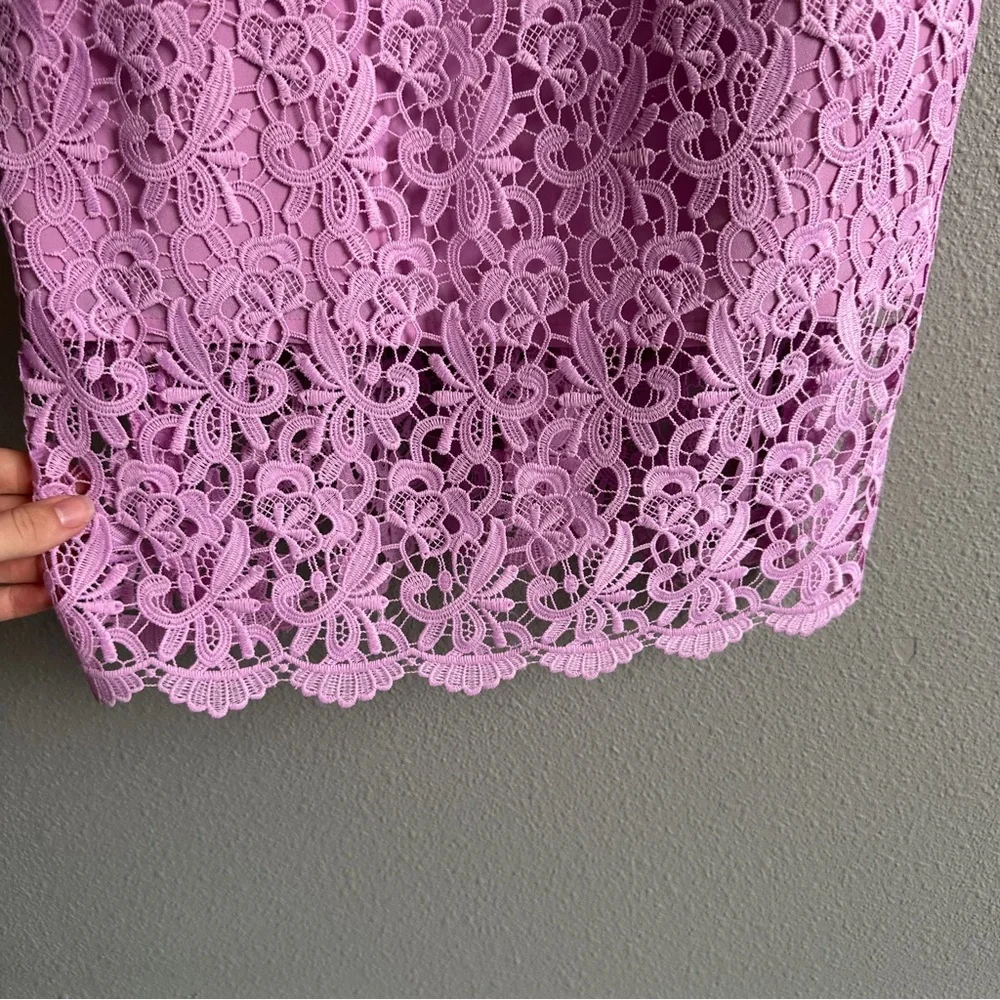 J. Crew Lavender Lace Midi Fitted Dress 8 - Picture 4 of 13